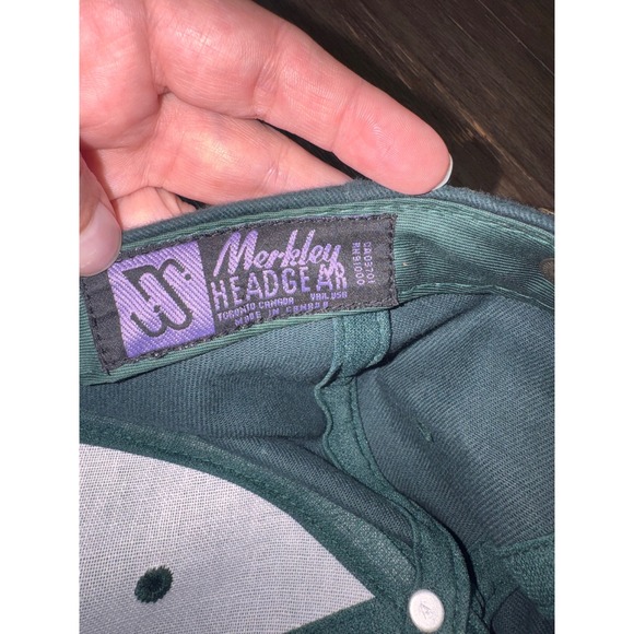 Merkley Headgear Snowshoe Mountain Hat Green Cotton Leather Strapback Ski Cap - Picture 3 of 4